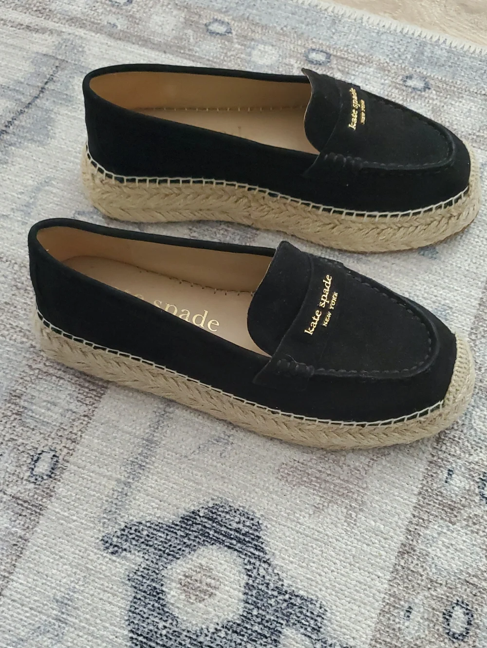 Kate Spade Black Suede Eastwell Espadrille Shoes Sz7